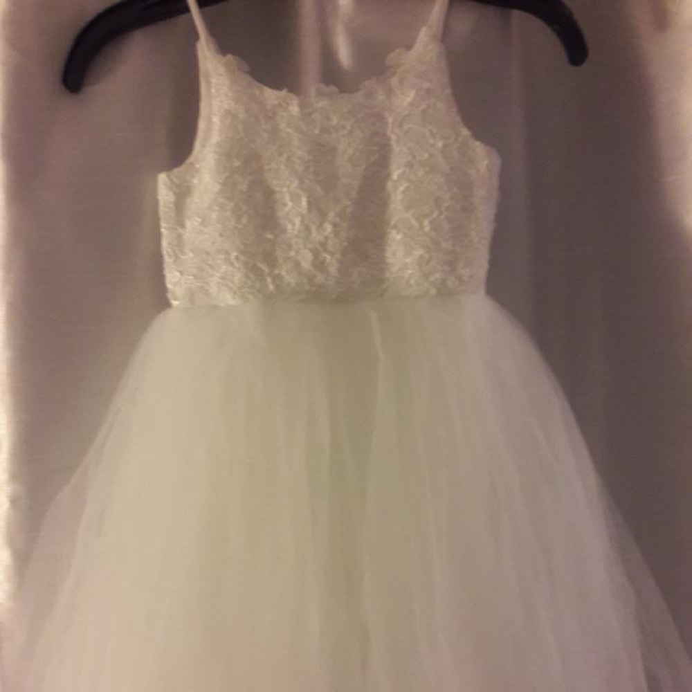 Lace Top Little Girl Cute Ivory Flower Girl Dress